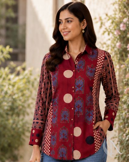 Nefioraa Women's Multicolor Floral Printed Natural Crepe Shirt | Premium Relaxed Fit Casual, Office & Resort Wear