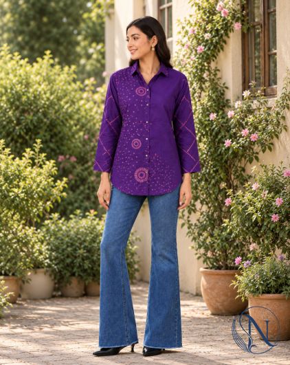 Nefioraa Women's Multicolor Floral Printed Natural Crepe Shirt | Premium Relaxed Fit Casual, Office & Resort Wear