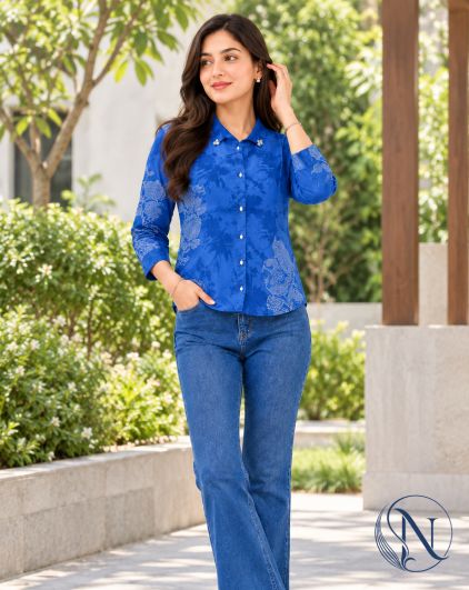 Nefioraa Women's Multicolor Floral Printed Natural Crepe Shirt | Premium Relaxed Fit Casual, Office & Resort Wear